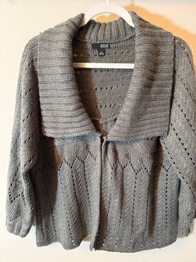 a.n.a Gray Open-Front Shawl Collar Knit Cardigan with Tie